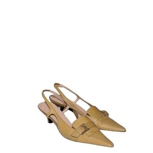 Vintage Women Leather Tan Colored Slingback Heels By Anne Klein Ifkex Size 8.5